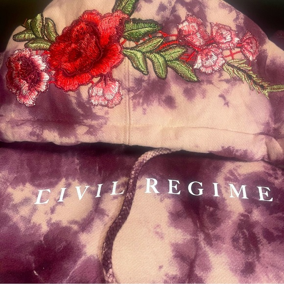 BNWT CIVIL REGIME CRANBERRY MARBLE WASH MEDIUM MENS UNISEX TIE DYE HOODIE - Picture 7 of 16